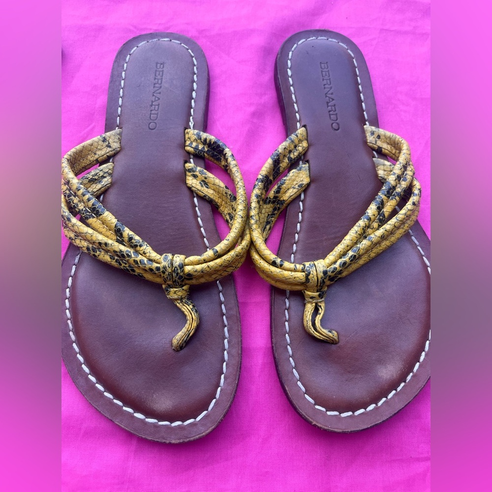Bernardo Yellow and Brown Sandals - Picture 3 of 4